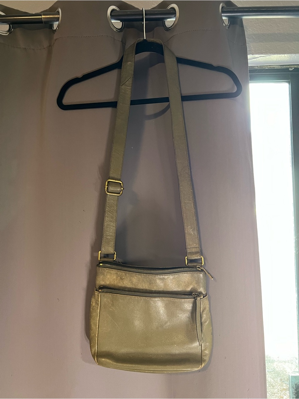 Fossil Olive Green Leather Crossbody Bag